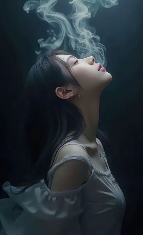吐烟雾的女生，烟雾，昂着头，闭着眼睛吐烟雾的美女手机壁纸图片 – 高清 桌面壁纸 开放版权素材 免费下载 手机电脑通