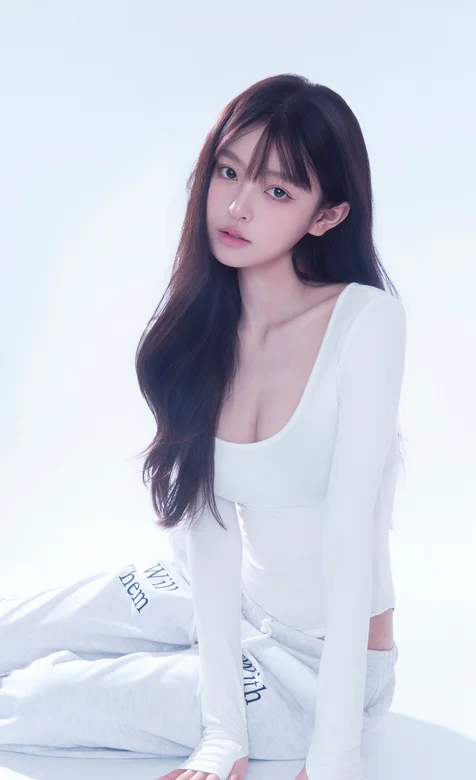 慵懒随性风穿搭！紧身衣配休闲裤的长发美女写真手机壁纸 – 高清 桌面壁纸 开放版权素材 免费下载 手机电脑通用背景图-iPhone17-1