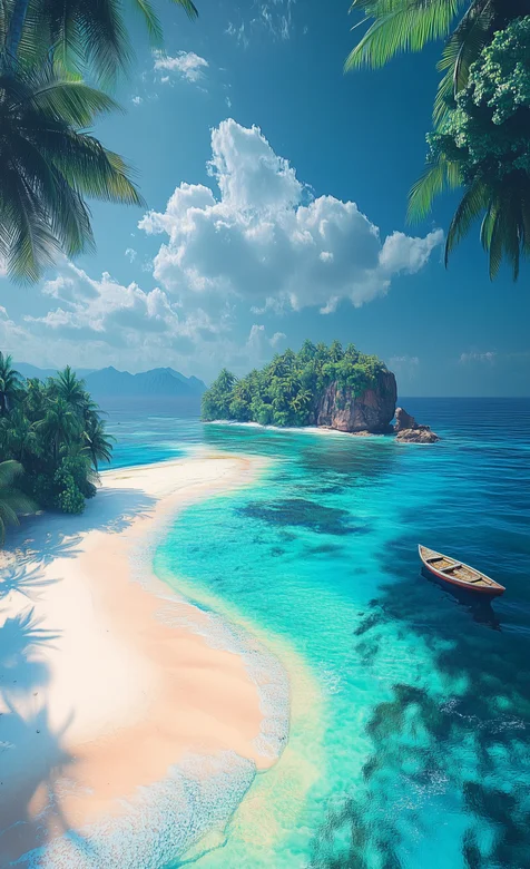 海岸，沙滩，椰树，树林，蔚蓝的大海，海水，唯美景色手机壁纸图片 – 高清 桌面壁纸 开放版权素材 免费下载 手机电脑-iPhone17-1