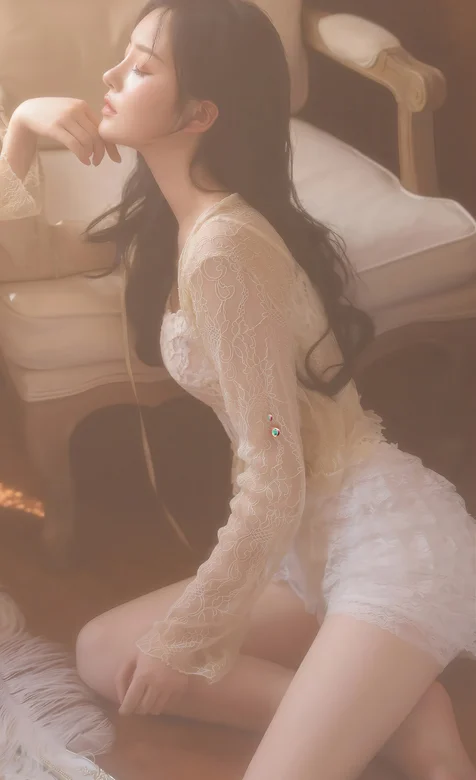 朦胧感美女，靠坐在沙发凳子旁的性感好身材美女手机壁纸图片 – 高清 桌面壁纸 开放版权素材 免费下载 手机电脑通用背