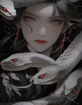 美女与蛇，美艳别样的性感动漫少女AI图片