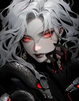 美女与蛇，美艳别样的性感动漫少女AI图片