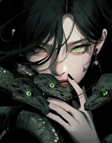 美女与蛇，美艳别样的性感动漫少女AI图片