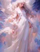 天使少女，女孩 浴室，浴盆里，白色翅膀，羽毛 欧美美女大胆赤身人像艺术摄影图片