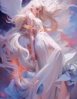 天使少女，女孩 浴室，浴盆里，白色翅膀，羽毛 欧美美女大胆赤身人像艺术摄影图片