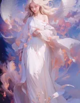 天使少女，女孩 浴室，浴盆里，白色翅膀，羽毛 欧美美女大胆赤身人像艺术摄影图片