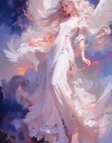 天使少女，女孩 浴室，浴盆里，白色翅膀，羽毛 欧美美女大胆赤身人像艺术摄影图片