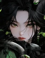 美女与蛇，美艳别样的性感动漫少女AI图片