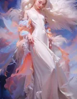 天使少女，女孩 浴室，浴盆里，白色翅膀，羽毛 欧美美女大胆赤身人像艺术摄影图片