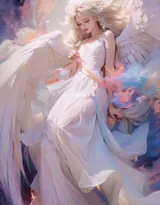 天使少女，女孩 浴室，浴盆里，白色翅膀，羽毛 欧美美女大胆赤身人像艺术摄影图片