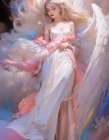 天使少女，女孩 浴室，浴盆里，白色翅膀，羽毛 欧美美女大胆赤身人像艺术摄影图片