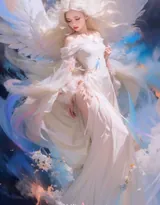 天使少女，女孩 浴室，浴盆里，白色翅膀，羽毛 欧美美女大胆赤身人像艺术摄影图片