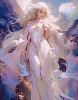 天使少女，女孩 浴室，浴盆里，白色翅膀，羽毛 欧美美女大胆赤身人像艺术摄影图片