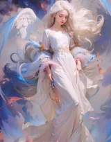 天使少女，女孩 浴室，浴盆里，白色翅膀，羽毛 欧美美女大胆赤身人像艺术摄影图片