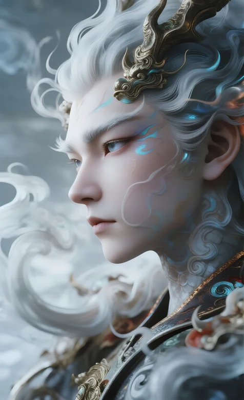 《玄幻国风 银发神龙拟人华丽壁纸》 – 高清 桌面壁纸 开放版权素材 免费下载 手机电脑通用背景图-iPhone17-1