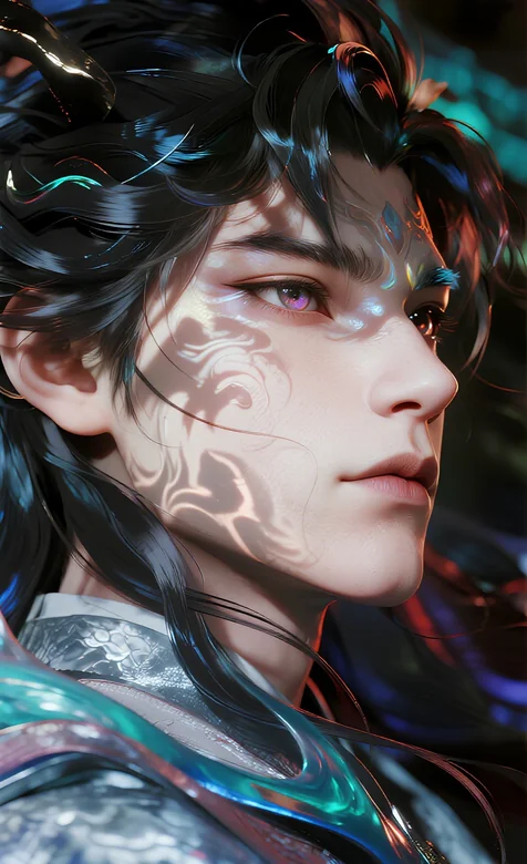 玄幻仙侠风 精致纹饰龙王美男子古风壁纸 – 高清 桌面壁纸 开放版权素材 免费下载 手机电脑通用背景图-iPhone17-1