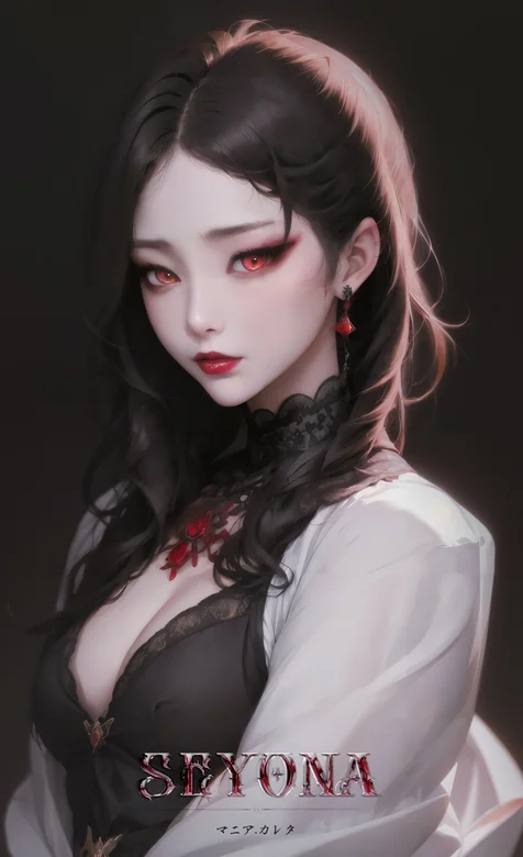 二次元暗黑系黑发红眼女性动漫角色高清插画 – 高清 桌面壁纸 开放版权素材 免费下载 手机电脑通用背景图