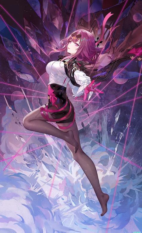 二次元粉发女性动漫壁纸 水晶星云背景动态光效 – 高清 桌面壁纸 开放版权素材 免费下载 手机电脑通用背景图