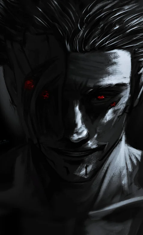 暗黑系红瞳伤痕男性角色原创插画 – 高清 桌面壁纸 开放版权素材 免费下载 手机电脑通用背景图-iPhone17-1