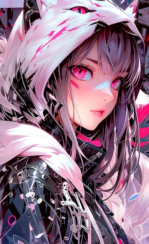 猫耳少女赛博朋克风原创插画 – 高清 桌面壁纸 开放版权素材 免费下载 手机电脑通用背景图