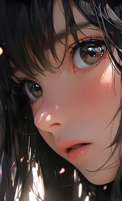 黑发动漫少女 光影细腻 日系插画风格 AIGC – 高清 桌面壁纸 开放版权素材 免费下载 手机电脑通用背景图