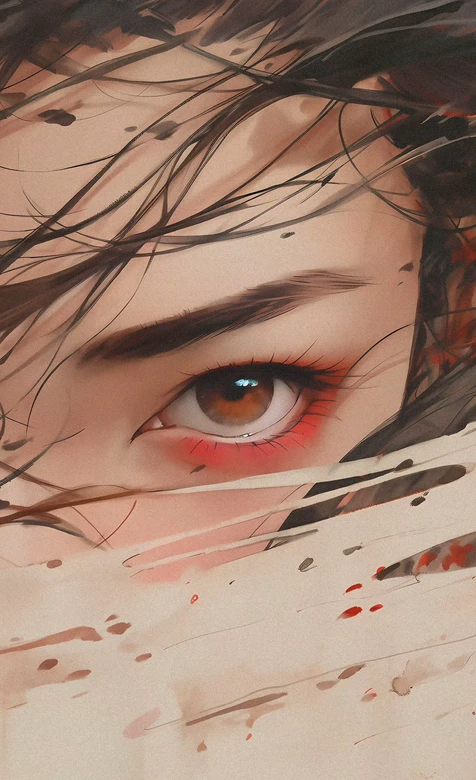 古风女子眼眸特写 水墨风艺术人像 疑似AIGC创作 – 高清 桌面壁纸 开放版权素材 免费下载 手机电脑通用背景图-iPhone17-1