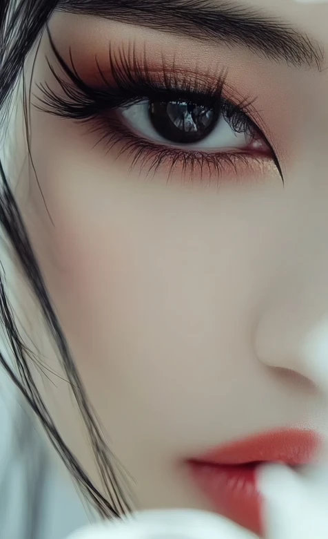 唯美女性精致眼妆特写白色花朵点缀手机壁纸 – 高清 桌面壁纸 开放版权素材 免费下载 手机电脑通用背景图