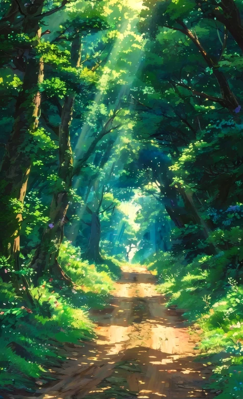 日系光影森林小路治愈系风景 疑似AIGC创作 – 高清 桌面壁纸 开放版权素材 免费下载 手机电脑通用背景图-iPhone17-1