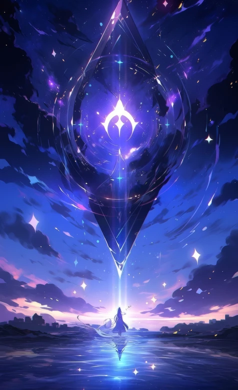 奇幻星空菱形法阵背影 二次元梦幻夜景壁纸 – 高清 桌面壁纸 开放版权素材 免费下载 手机电脑通用背景图