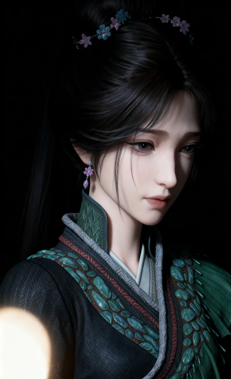 《凡人修仙传》中的梅凝 国风服饰花饰发簪 暗黑背景壁纸 – 高清 桌面壁纸 开放版权素材 免费下载 手机电脑通用背景