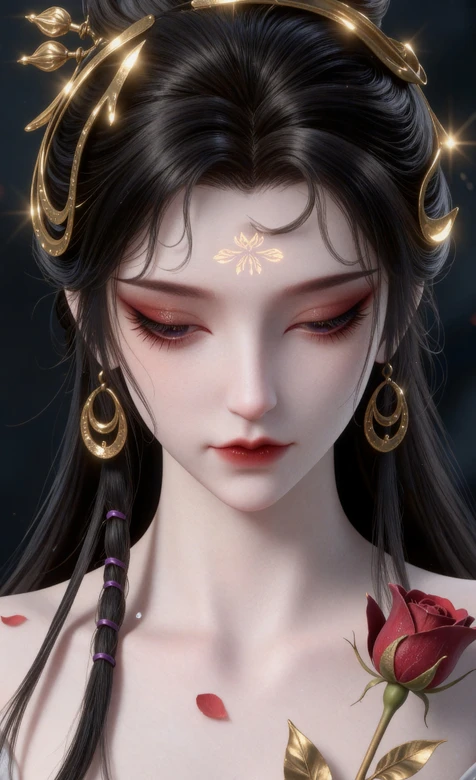 《完美世界》火灵儿·金色发饰红玫瑰 古风美女壁纸 – 高清 桌面壁纸 开放版权素材 免费下载 手机电脑通用背景图-iPhone17-1