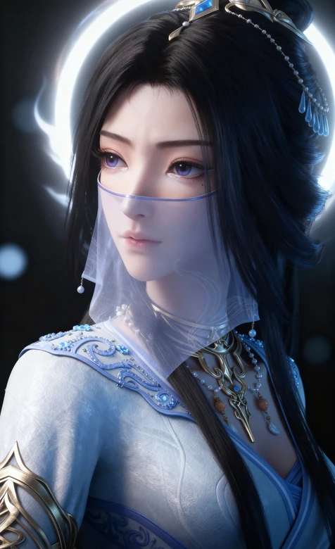 凡人修仙传人物“紫凝”蓝白华服清冷美人壁纸 玄幻仙气 – 高清 桌面壁纸 开放版权素材 免费下载 手机电脑通用背景图