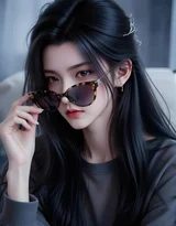 黑衣冷艳女子倚复古石楼栏杆 暗黑时尚写真，美女西装暴徒霸气套图