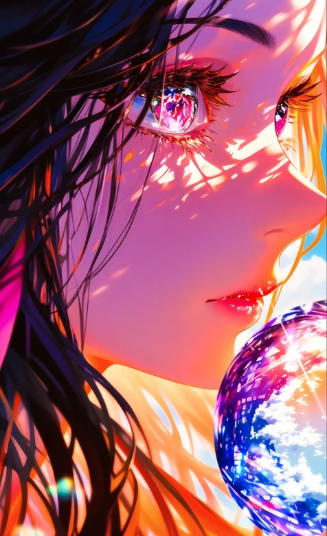 炫彩光影二次元少女 梦幻水晶球壁纸 – 高清 桌面壁纸 开放版权素材 免费下载 手机电脑通用背景图