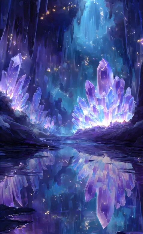 梦幻紫水晶洞窟壁纸 发光晶簇秘境背景 – 高清 桌面壁纸 开放版权素材 免费下载 手机电脑通用背景图