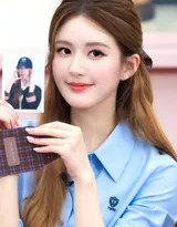 内地明星《赵露思》抱小熊 泰迪熊背景蓝色衬衫写真