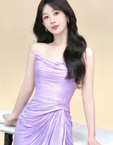 杨紫紫色抹胸裙优雅写真 明星时尚造型壁纸