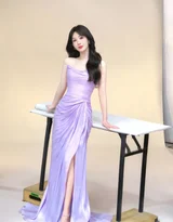 杨紫紫色抹胸裙优雅写真 明星时尚造型壁纸