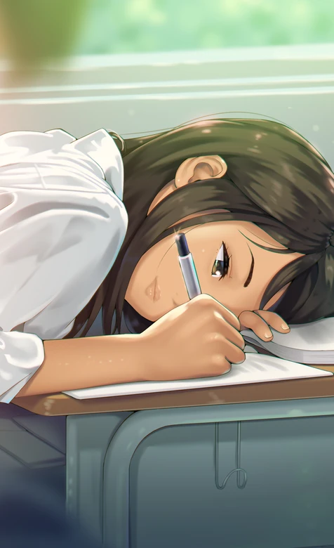 长瀞早濑·课桌伏案执笔 日系动漫《长瀞同学》高清无水印 – 高清 桌面壁纸 开放版权素材 免费下载 手机电脑通用背景