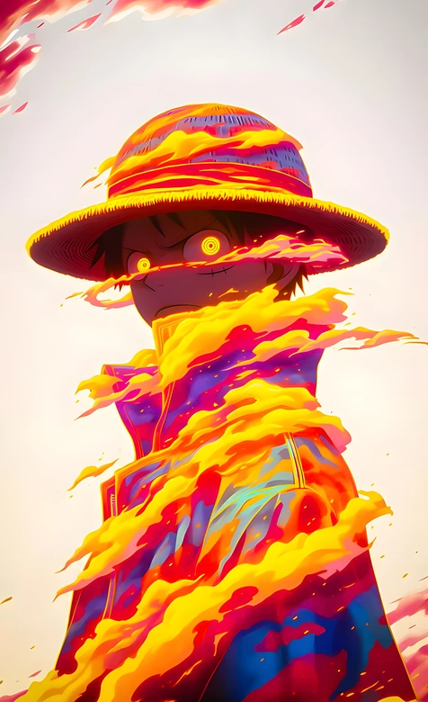 蒙奇·D·路飞·火焰环绕 航海王二次元热血风热血动漫壁纸 – 高清 桌面壁纸 开放版权素材 免费下载 手机电脑通用背