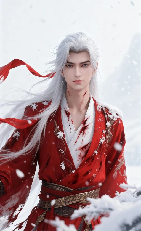 完美世界·石昊 雪地染血凛冽·国风唯美仙侠意境高清仙侠图 – 高清 桌面壁纸 开放版权素材 免费下载 手机电脑通用背