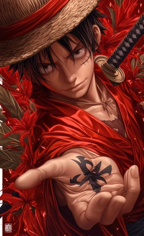 蒙奇·D·路飞·和之国武士装扮 热血和风海贼王插画 高清动漫插画 – 高清 桌面壁纸 开放版权素材 免费下载 手机电