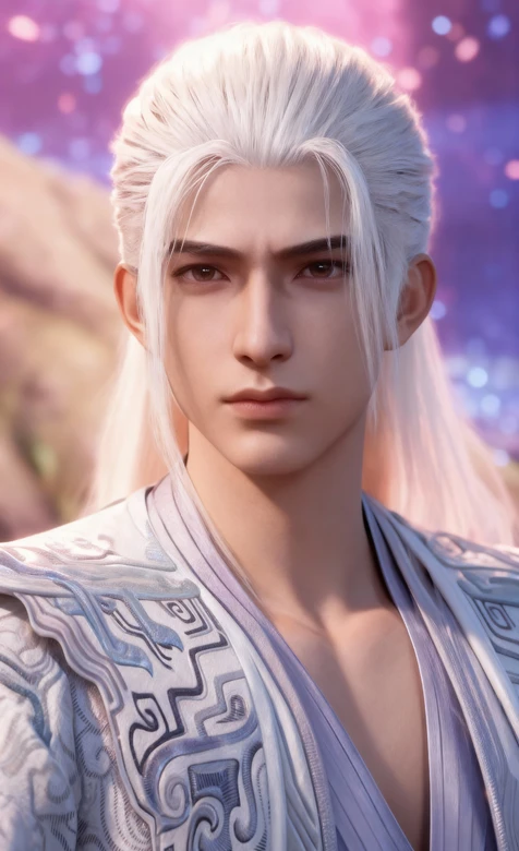 古风白发美男·国风3D动漫《遮天》人物·白衣神王·姜太虚 梦幻背景 热门国风壁纸 – 高清 桌面壁纸 开放版权素材-iPhone17-1