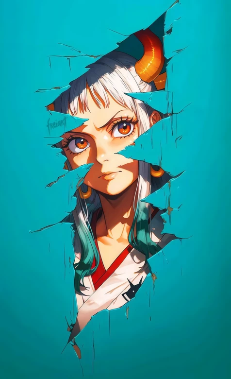大和（航海王）·牛角白发橙眸 二次元动漫插画热血壁纸 – 高清 桌面壁纸 开放版权素材 免费下载 手机电脑通用背景图
