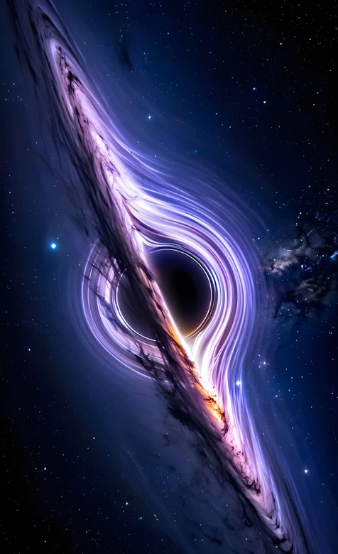 黑洞吸积盘光带交织紫色光涡科幻唯美宇宙星空高清场景 – 高清 桌面壁纸 开放版权素材 免费下载 手机电脑通用背景图