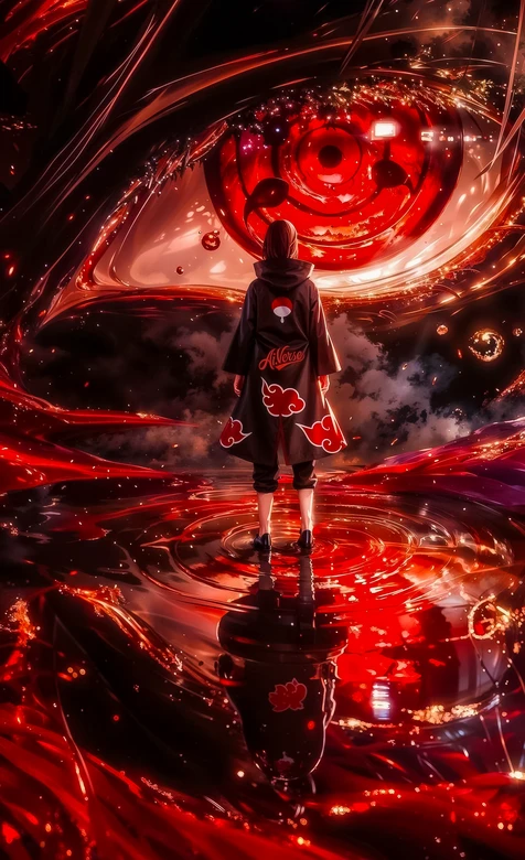 火影忍者晓组织成员·红云长袍对峙巨型写轮眼 暗黑炫酷超高清全屏 – 高清 桌面壁纸 开放版权素材 免费下载 手机电脑