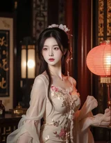 国风少女·红灯笼旁温婉伫立 古风人像氛围感参考图