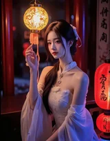国风少女·红灯笼旁温婉伫立 古风人像氛围感参考图