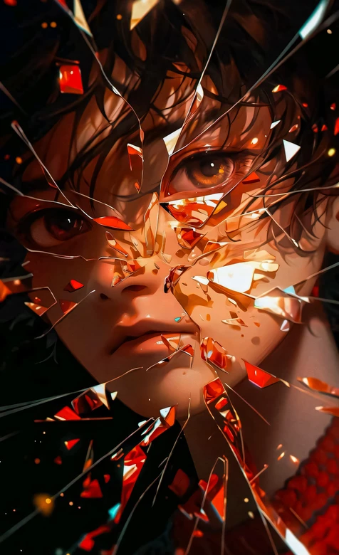 原创帅哥·破碎玻璃特效·暗黑暖系热门手机壁纸 – 高清 桌面壁纸 开放版权素材 免费下载 手机电脑通用背景图