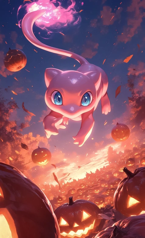 宝可梦梦幻·紫焰魔法南瓜地 奇幻暖系高热度壁纸 – 高清 桌面壁纸 开放版权素材 免费下载 手机电脑通用背景图